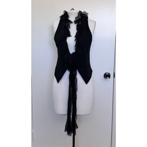 Elizabeth and James Women's Dandy Black Ruffled Vest Size Small - Picture 1 of 6